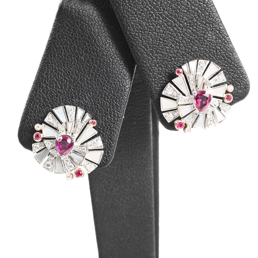 【中古A品】  ノンブランドジュエリー ルビー ピアス   プラチナ900xK18 銀座