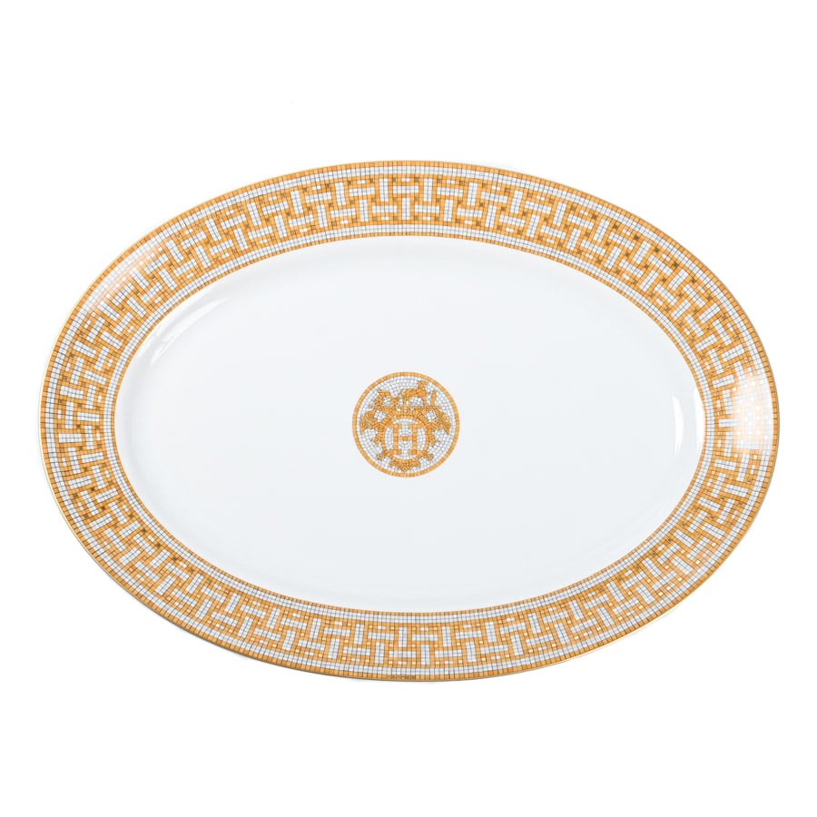 【未使用品】  エルメス モザイクヴァンキャトルオーバルプレート   陶磁器 元町本店