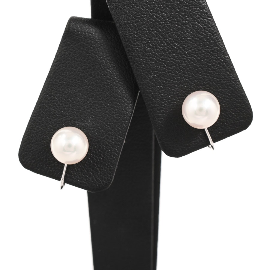 【中古A品】  ミキモト パール イヤリング   K18ホワイトゴールド THE YOKOHAMA FRONT