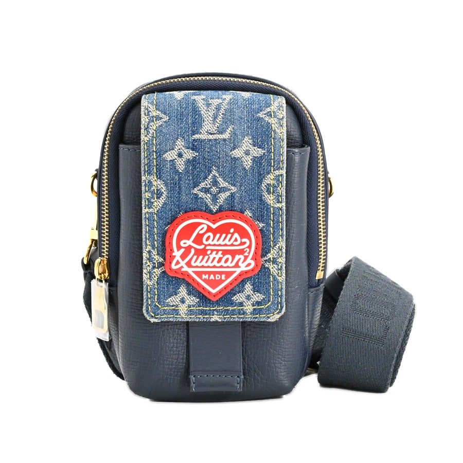 ダブルフォンポーチ(約W10xH18xD5cm(実寸) ブルー): ブランドバッグ