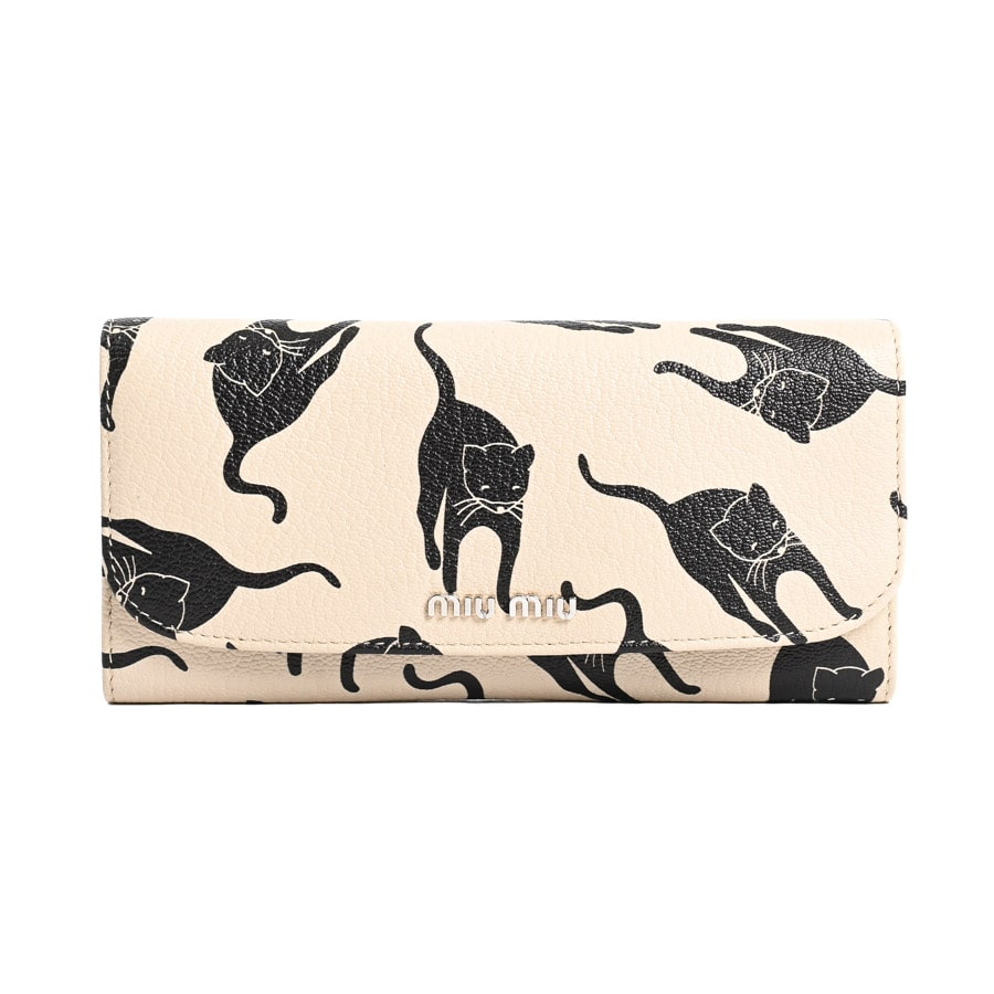 【中古AB品】  ミュウミュウ マドラスロングフラップウォレット  5MH109 カタオシレザー 元町本店