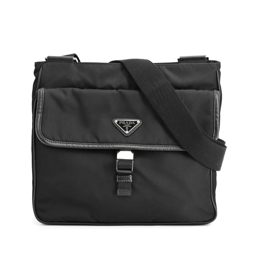 【24時間以内発送】PRADA ブラック ショルダーバッグ 即購入◎】PRADA ブラックレザー ショルダーバッグ