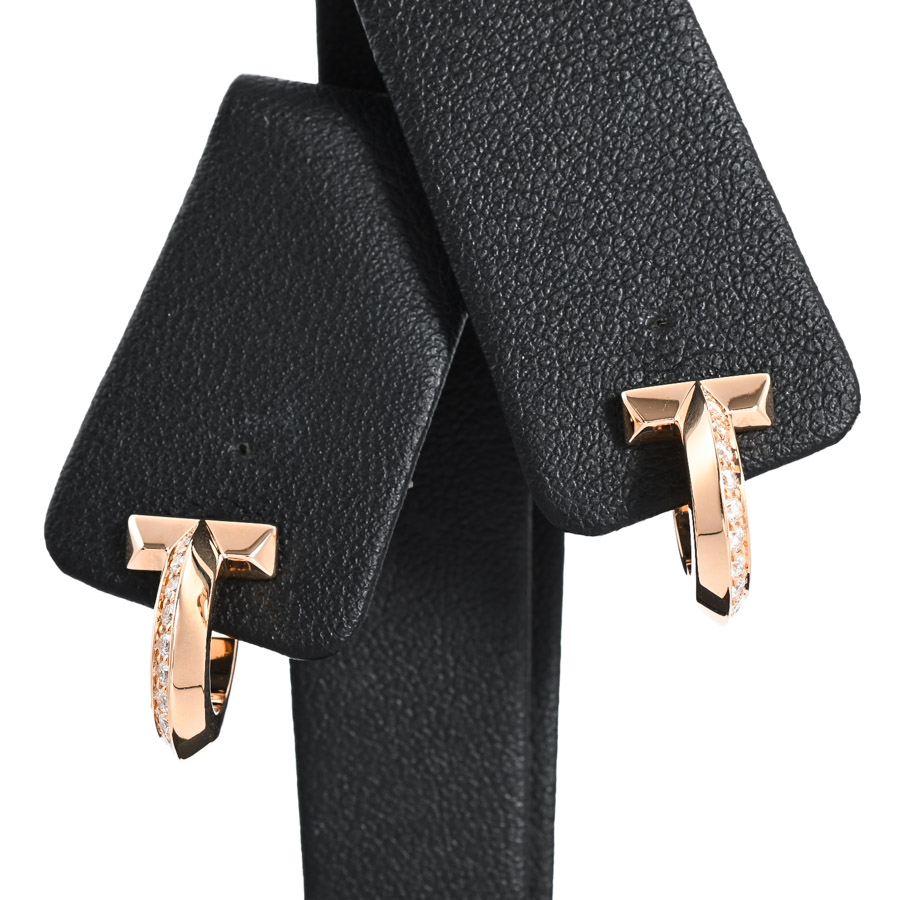 【中古A品】  ティファニー Tワン フープ   K18ピンクゴールド 銀座