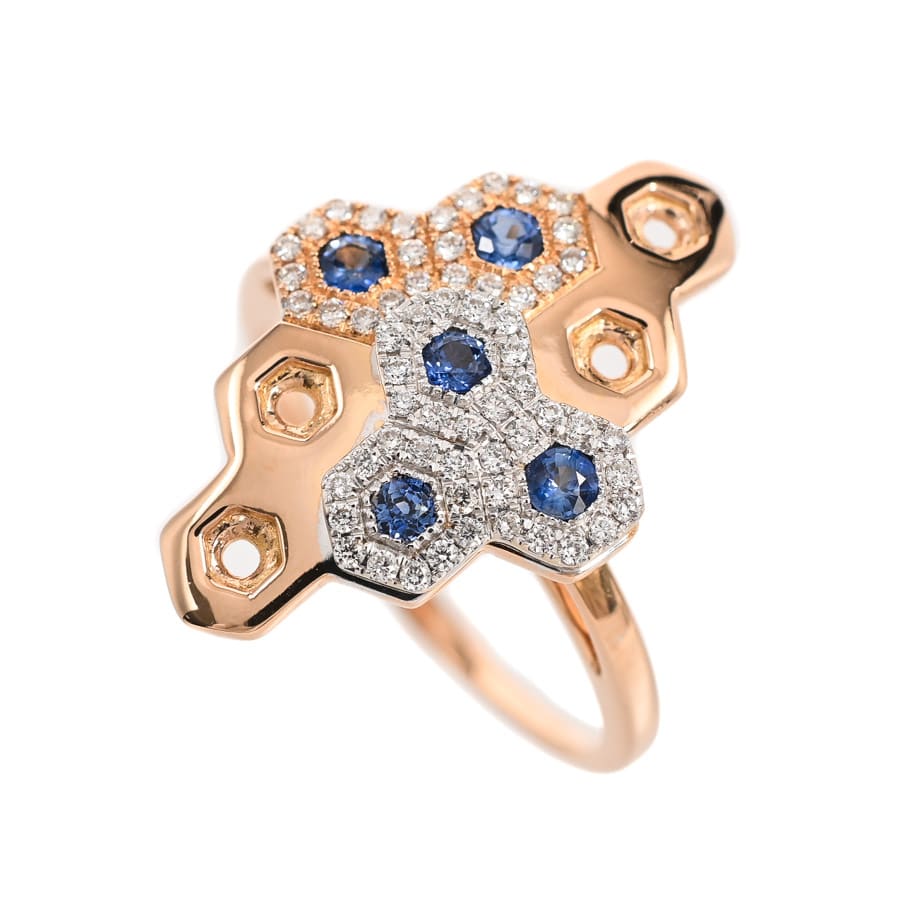 【中古A品】  ノンブランドジュエリー サファイア リング   K18WG/PG 横浜関内店