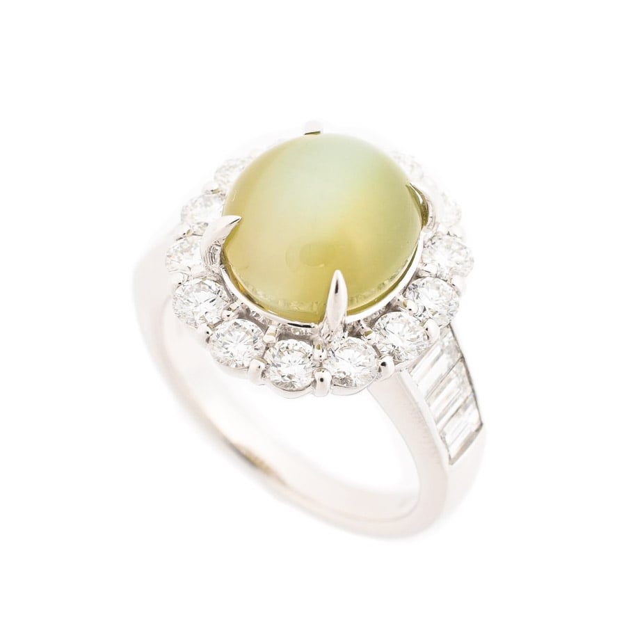 【中古A品】  ノンブランドジュエリー クリソベリルキャッツ リング   プラチナ900 銀座