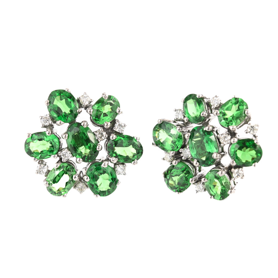 【中古A品】  ノンブランドジュエリー グリーンガーネット ピアス   K18ホワイトゴールド 横浜関内店