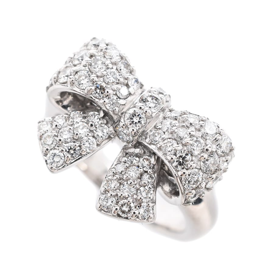 【中古A品】  ポンテヴェキオ リボンモチーフ   K18ホワイトゴールド 新宿歌舞伎町店