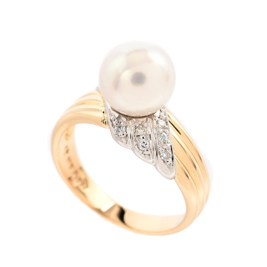 【中古A品】  タサキ パール リング   プラチナ900/K18イエローゴールド(Pt900/K18YG) THE YOKOHAMA FRONT