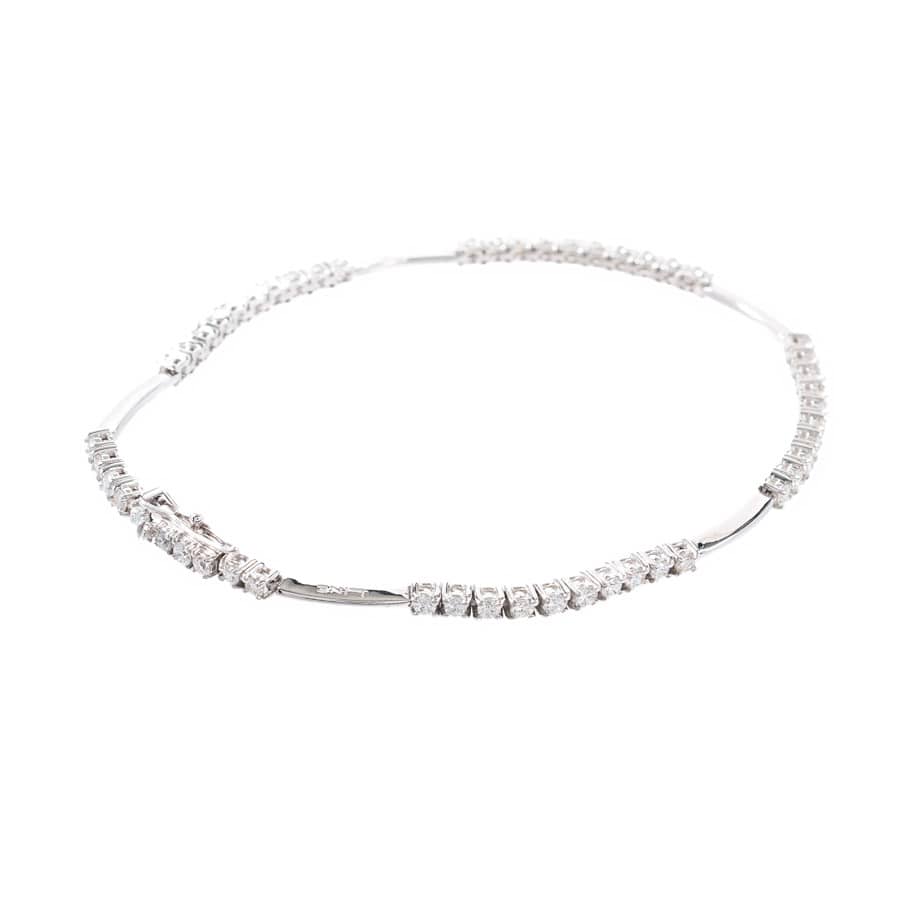 【中古A品】  ライン ダイヤ ブレスレット   K18ホワイトゴールド THE YOKOHAMA FRONT