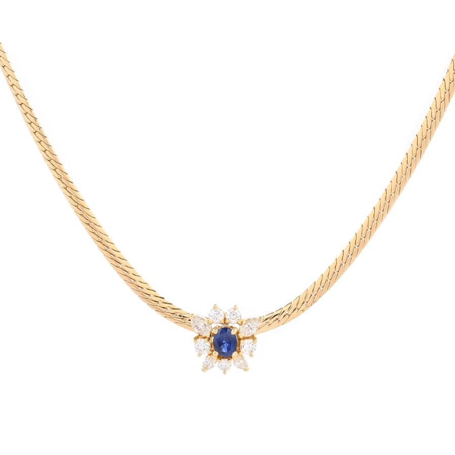 【中古A品】  ミキモト サファイア ネックレス   K18イエローゴールド 銀座