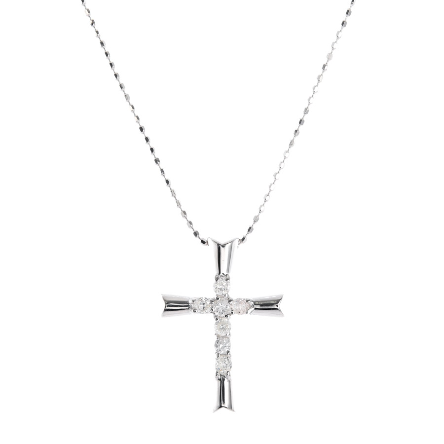 【中古A品】  ノンブランドジュエリー ダイヤ ネックレス   K18ホワイトゴールド 元町本店