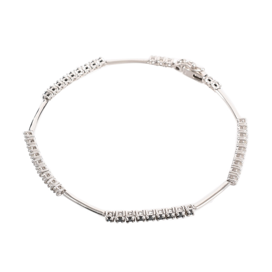 【中古A品】  ノンブランドジュエリー ブラックダイヤ ブレスレット   K18ホワイトゴールド 元町本店