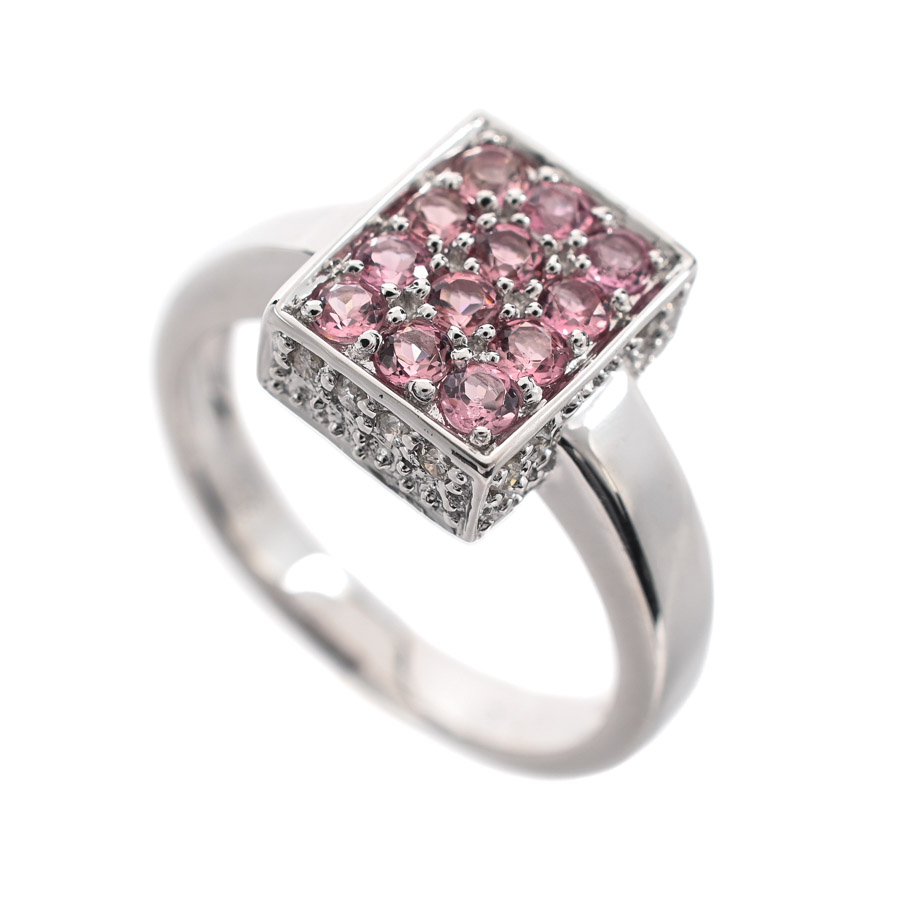 【中古A品】  ノンブランドジュエリー ピンクトルマリン リング   K18ホワイトゴールド 元町本店