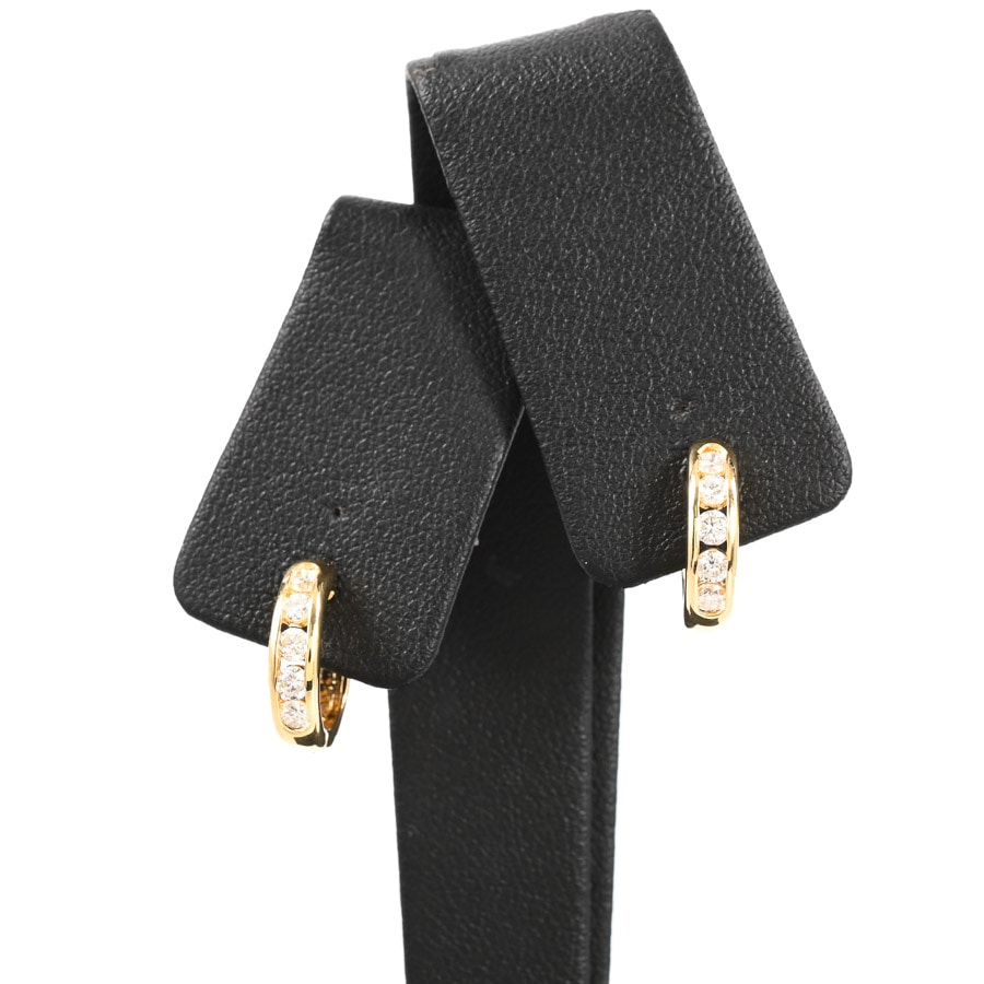 【中古A品】  ノンブランドジュエリー ダイヤ イヤリング   K18YG 元町本店