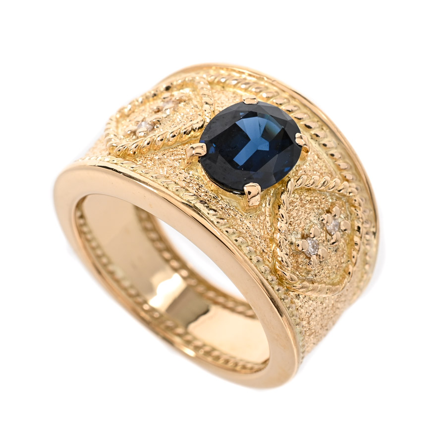 【中古A品】  ノンブランドジュエリー サファイア リング   K18YG 元町本店