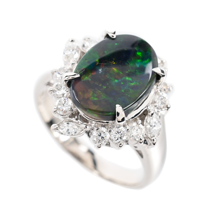 【中古A品】  ノンブランドジュエリー ブラックオパール リング   プラチナ900 横浜関内店