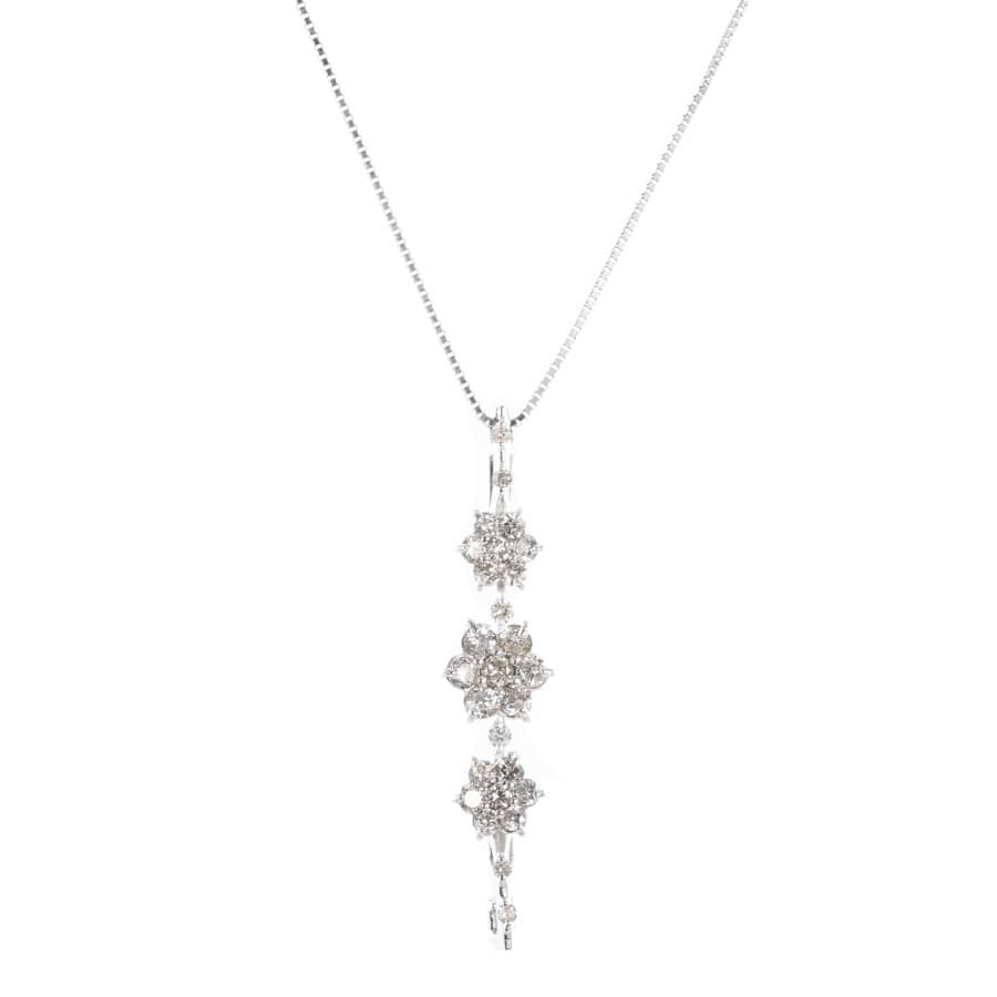 【中古A品】  ノンブランドジュエリー ダイヤ ネックレス   K18ホワイトゴールド 元町本店