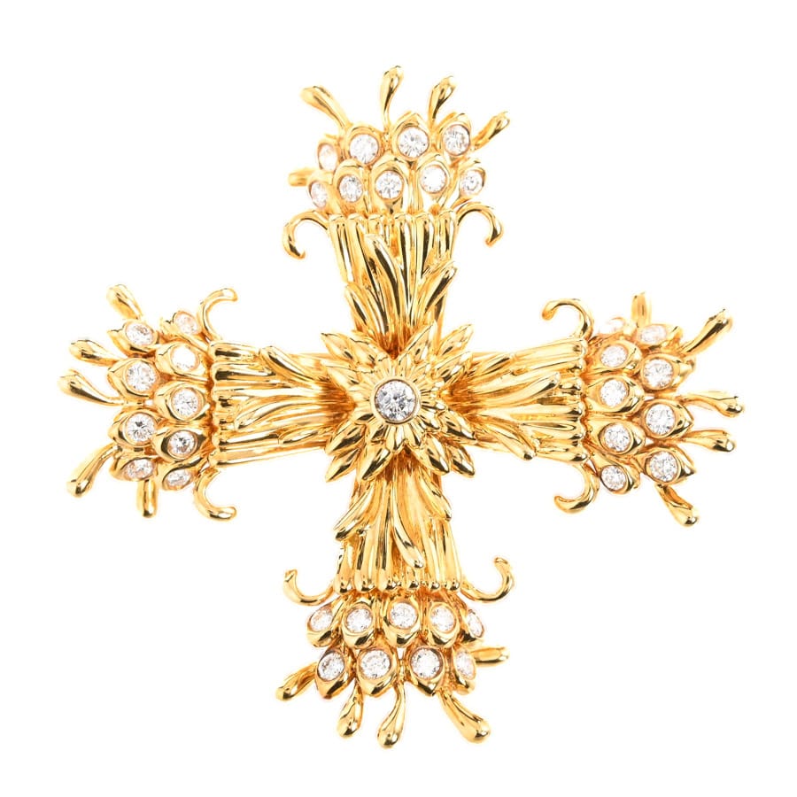 【中古A品】  ティファニー ジャンシュランバージェ マルチーズクロス クリップ   K18イエローゴールド 横浜関内店