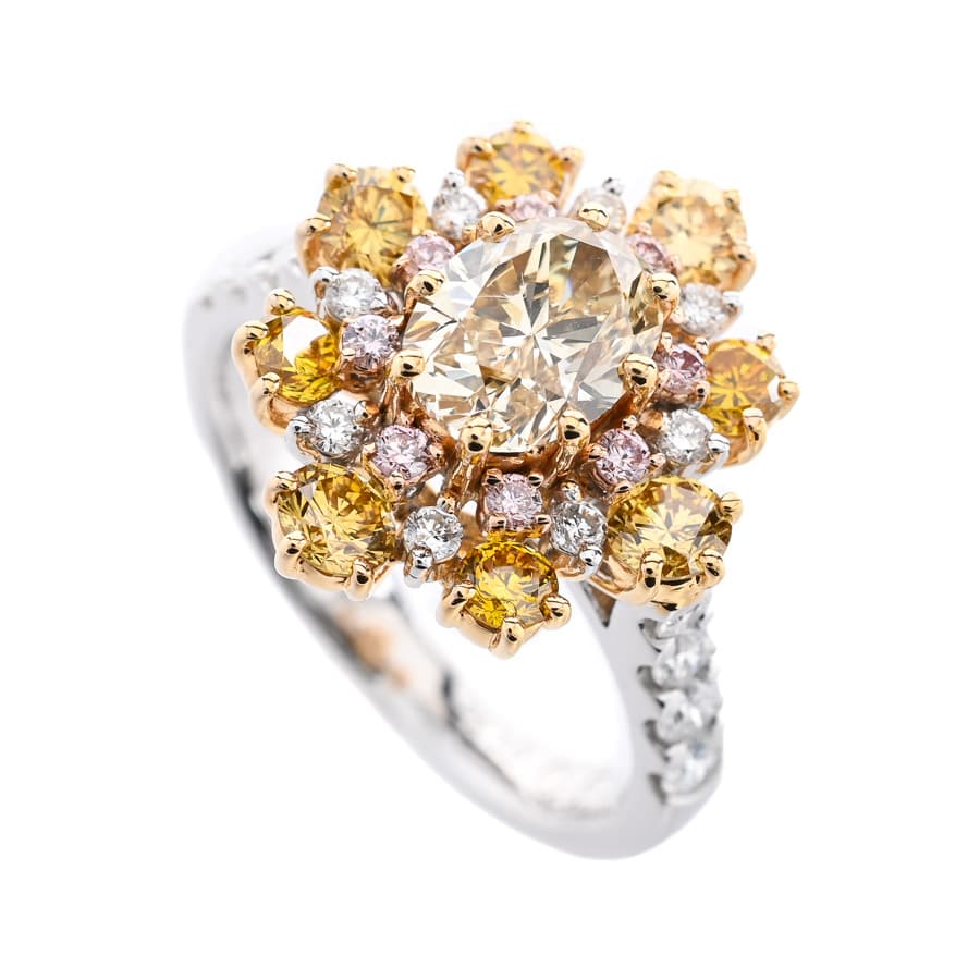 【中古A品】  カジミツオ イエローダイヤ リング   プラチナ950/K18イエローゴールド(Pt950/K18YG) 銀座