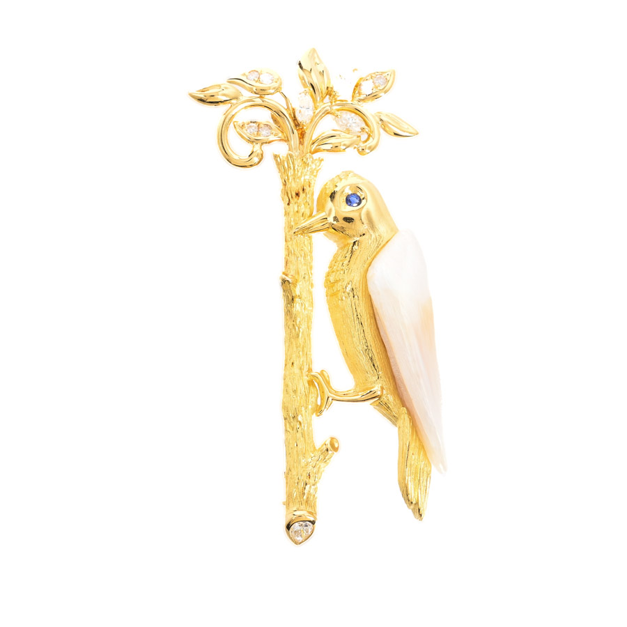 【中古A品】  タサキ サファイア ブローチ   K18イエローゴールド 元町本店