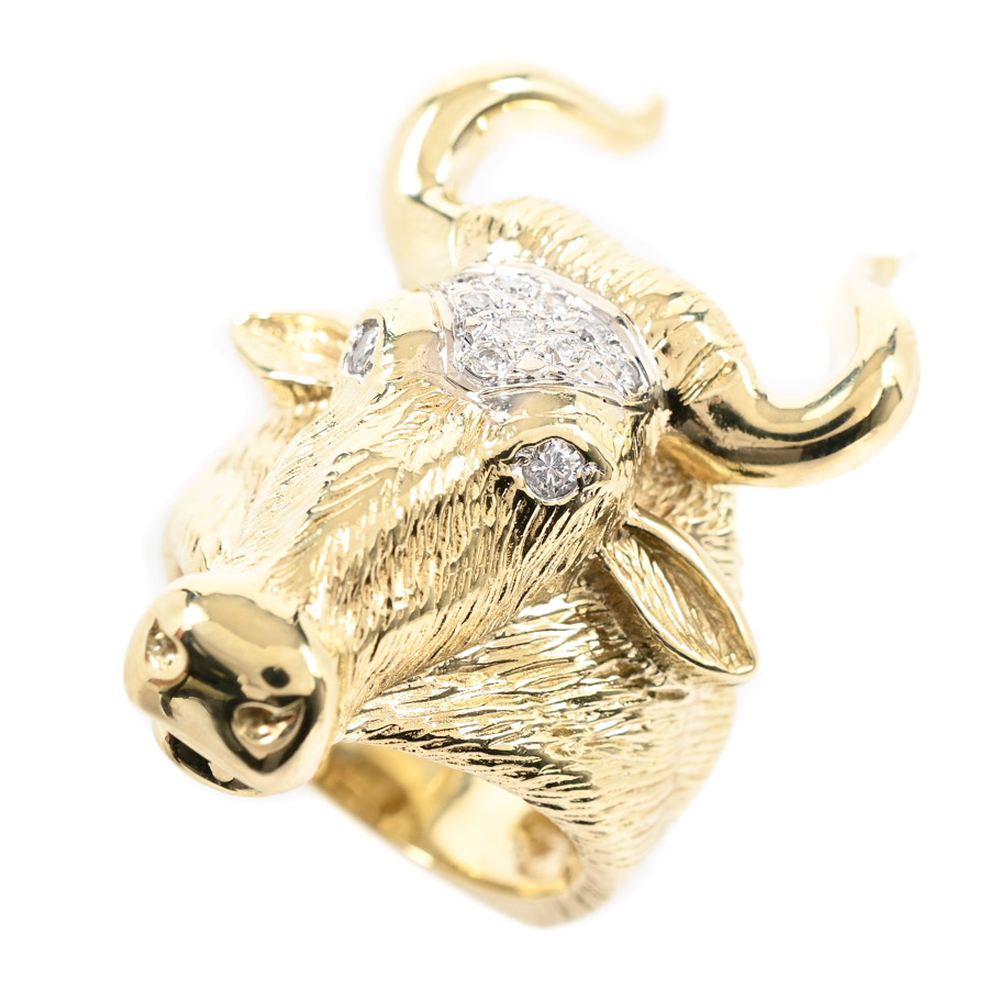 【中古A品】  ノンブランドジュエリー ダイヤ リング   K14YG/WG 元町本店