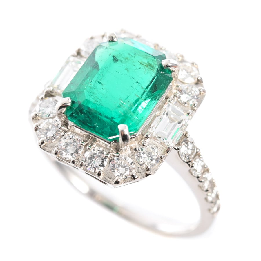 【中古A品】  ノンブランドジュエリー ムゾー ビビットグリーン   プラチナ950 銀座