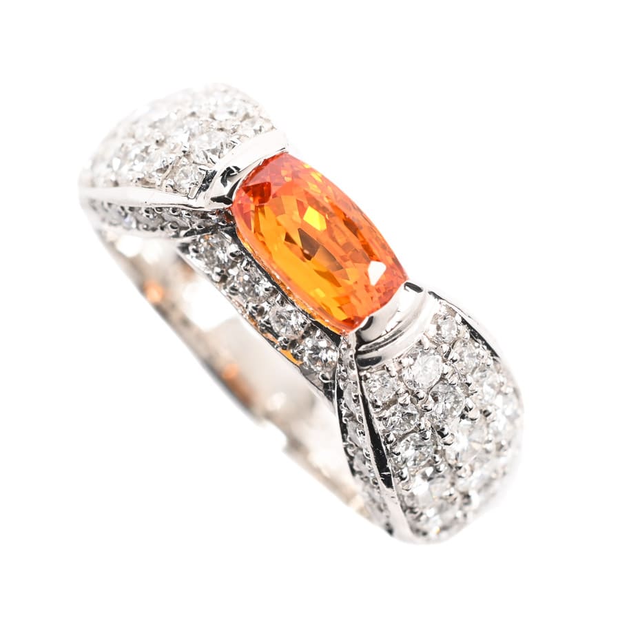 【中古A品】  ノンブランドジュエリー オレンジサファイア リング   プラチナ900 元町本店