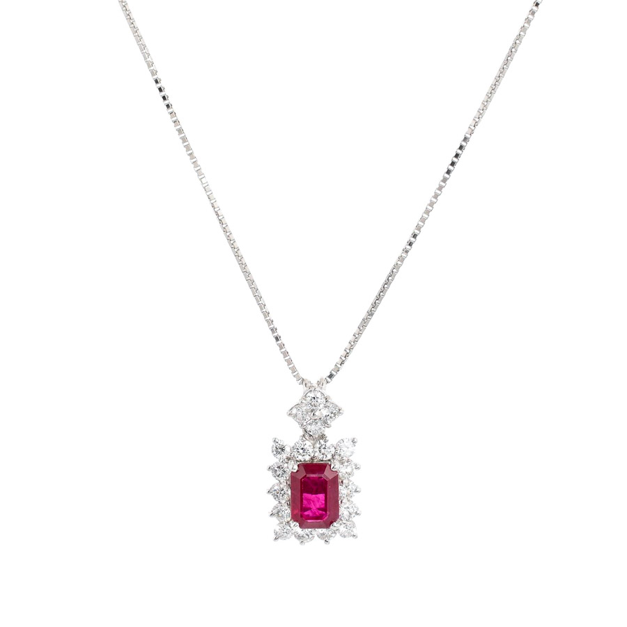 【中古A品】  ノンブランドジュエリー ルビー ネックレス   プラチナ900/850 銀座