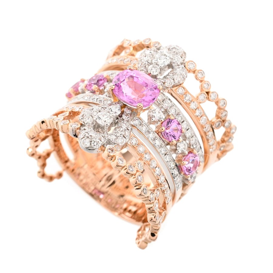 【中古A品】  ノンブランドジュエリー ピンクサファイア リング   K18WG/PG 横浜関内店