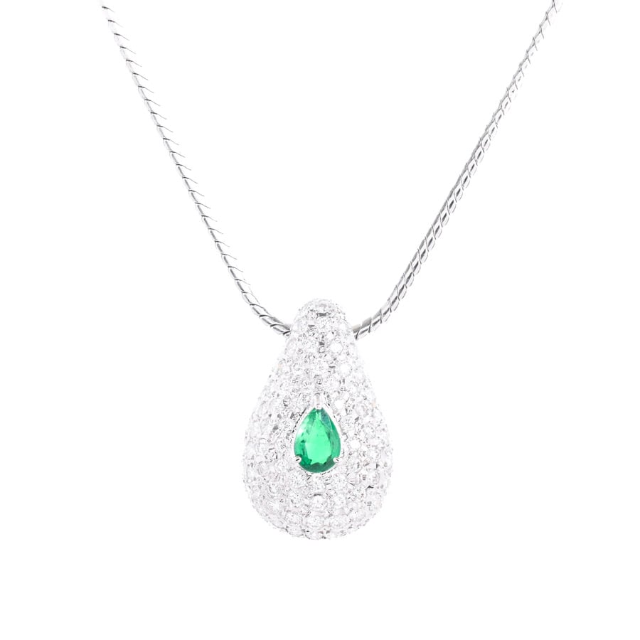 【中古A品】  ミキモト エメラルド ネックレス   K18ホワイトゴールド 横浜関内店