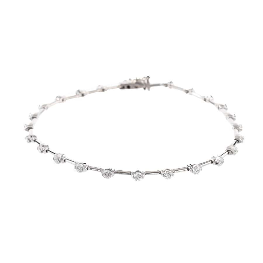 【中古A品】  ライン ダイヤ ブレスレット   K18ホワイトゴールド 銀座