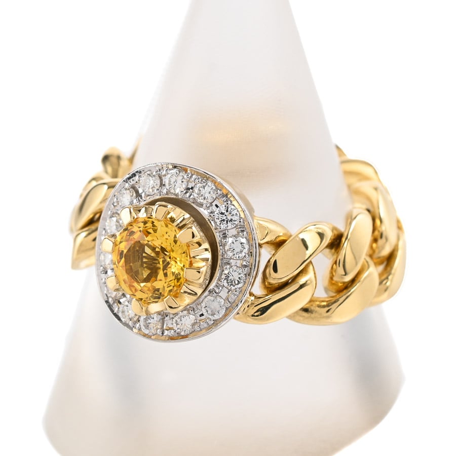 【中古A品】  木内賢治 イエローサファイア リング   プラチナ900/K18イエローゴールド(Pt900/K18YG) 元町本店