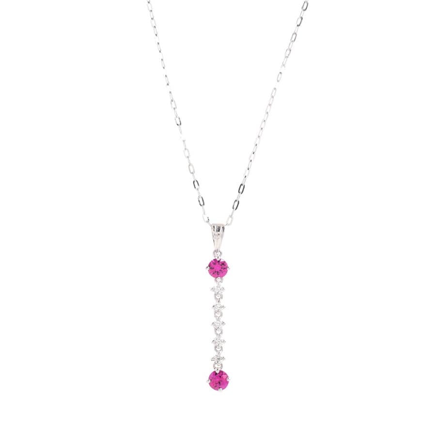 【中古A品】  ノンブランドジュエリー ルビー ネックレス   K18ホワイトゴールド 元町本店