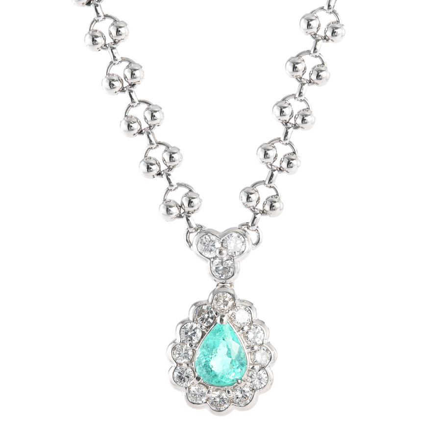 【中古A品】  ノンブランドジュエリー パライバトルマリン ネックレス   プラチナ850x900 銀座