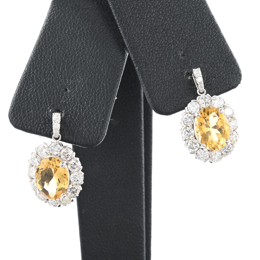 【中古A品】  ノンブランドジュエリー イエローベリル ピアス   プラチナ900 銀座