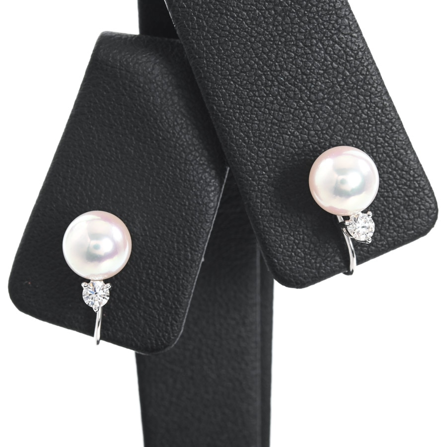 【中古A品】  ミキモト パール イヤリング  PE-955MU K18ホワイトゴールド(K18WG) 銀座