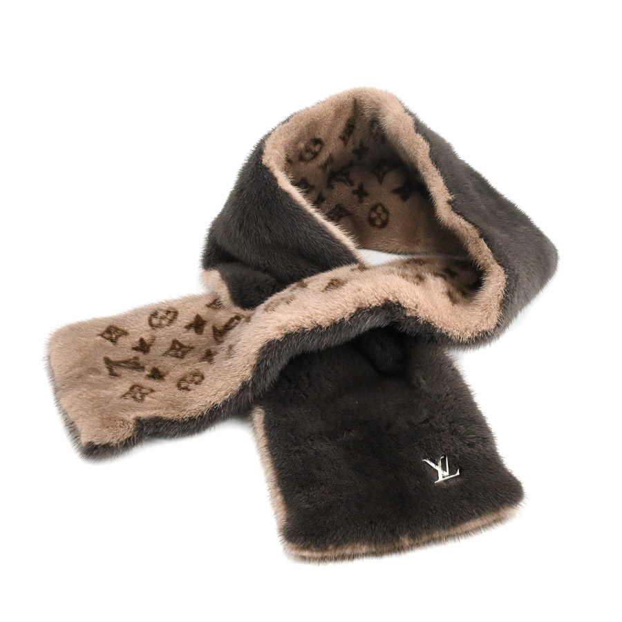 【中古A品】  ルイヴィトン エシャルプモノグラムリバース  M73398 ファー 新宿歌舞伎町店