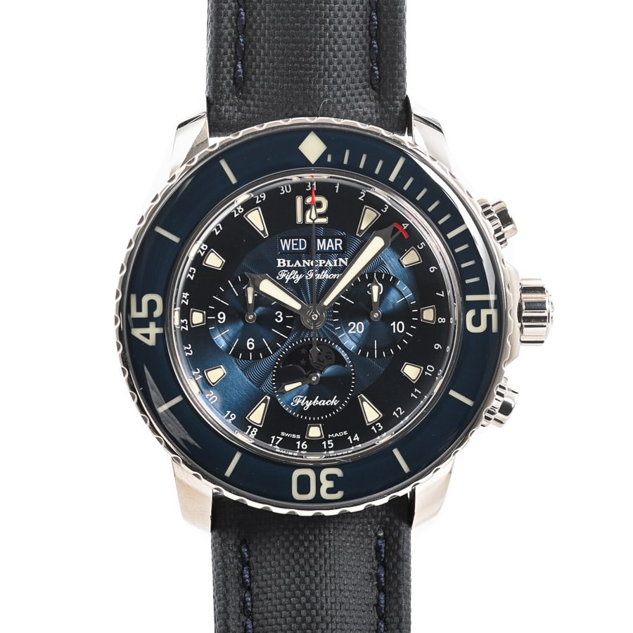 【中古A品】  ブランパン フィフティ ファゾムス コンプリートカレンダー ムーンフェイズ  5066F-1140-52B ステンレス 銀座