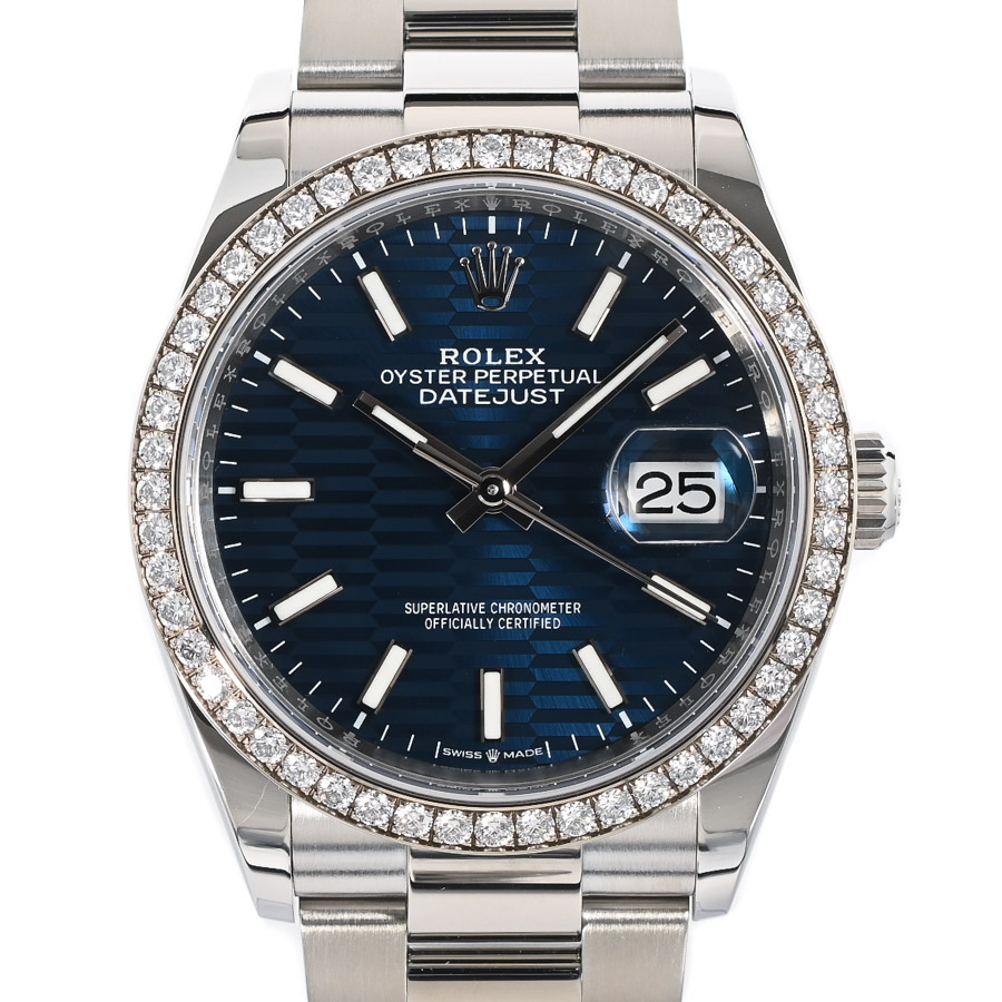 【中古A品】  ロレックス デイトジャスト36  126284RBR/OYS ステンレス/ホワイトゴールド 銀座