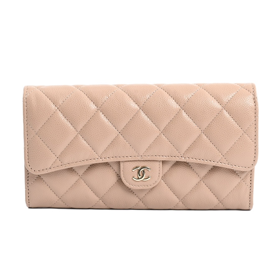 【未使用品】  シャネル クラシックロングフラップウォレット  AP0241 キャビア THE YOKOHAMA FRONT