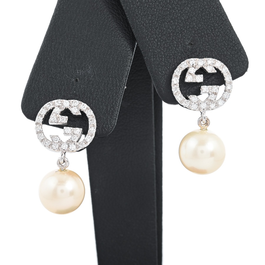 【中古A品】  グッチ GGインターロッキング   K18ホワイトゴールド 元町本店