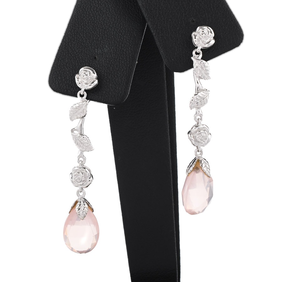 【中古A品】  カレライカレラ ローズクォーツ ピアス   K18ホワイトゴールド 銀座