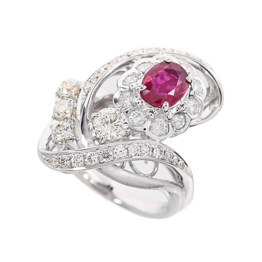 【中古A品】  ノンブランドジュエリー ルビー リング   K18ホワイトゴールド 横浜関内店