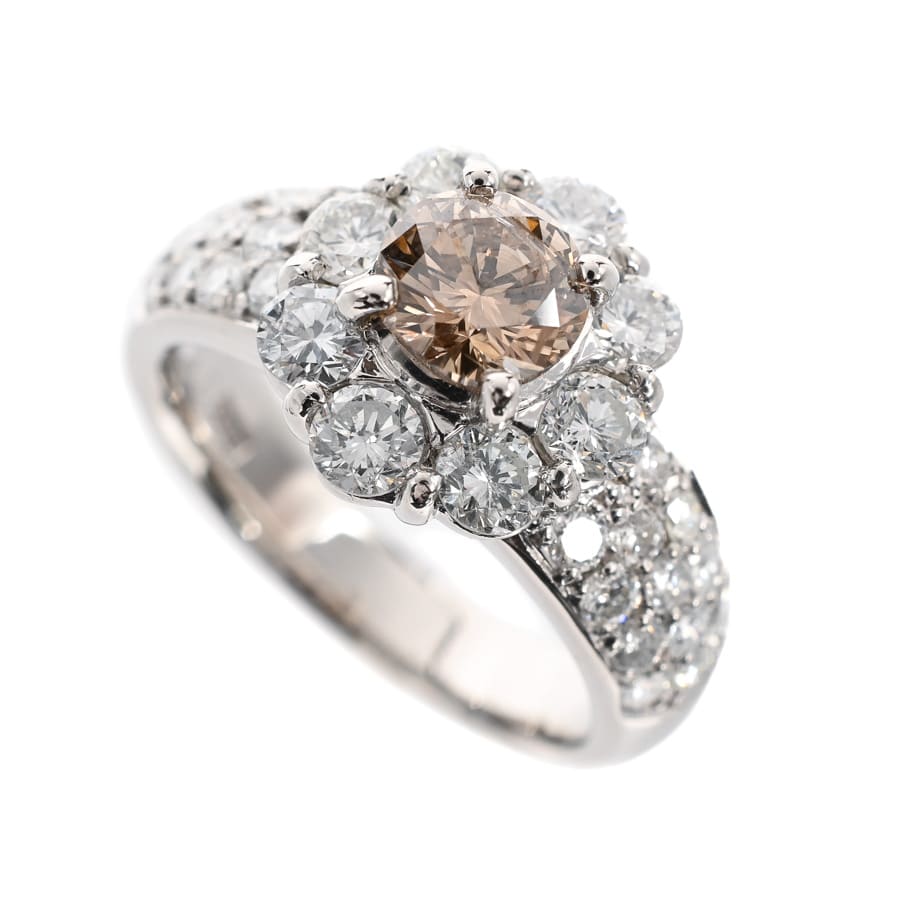 【中古A品】  ノンブランドジュエリー ブラウンダイヤ リング   プラチナ900 元町本店