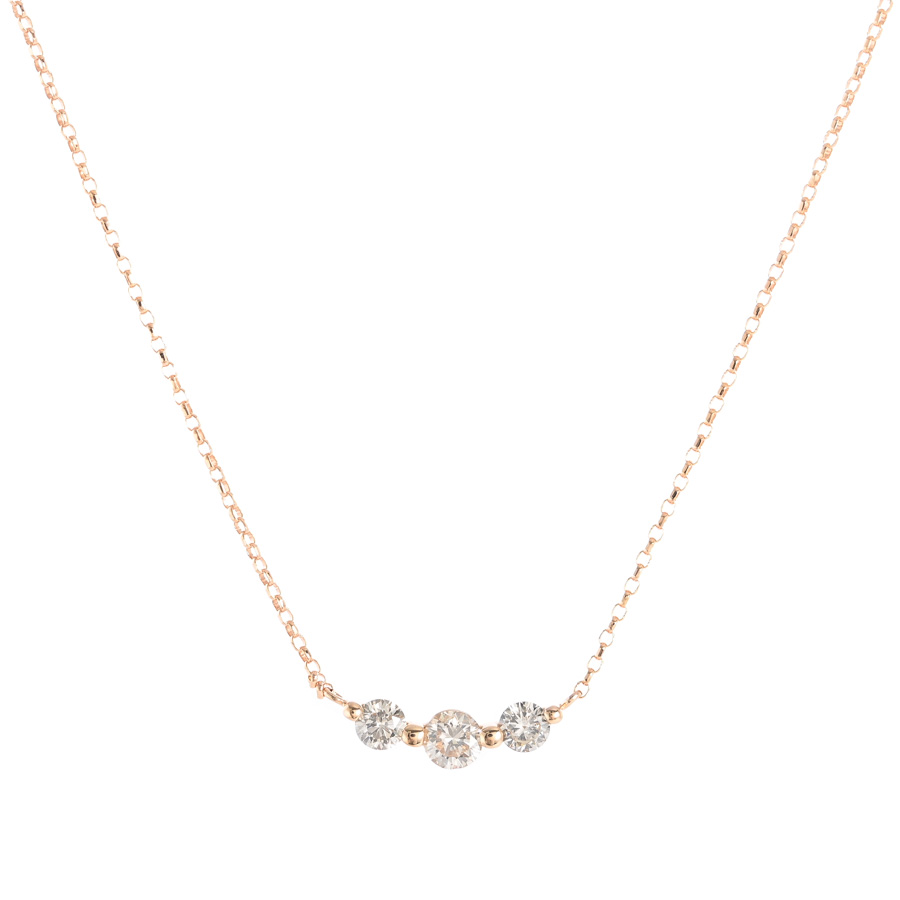 【中古A品】  ノンブランドジュエリー ダイヤ ネックレス   K18ピンクゴールド 元町本店