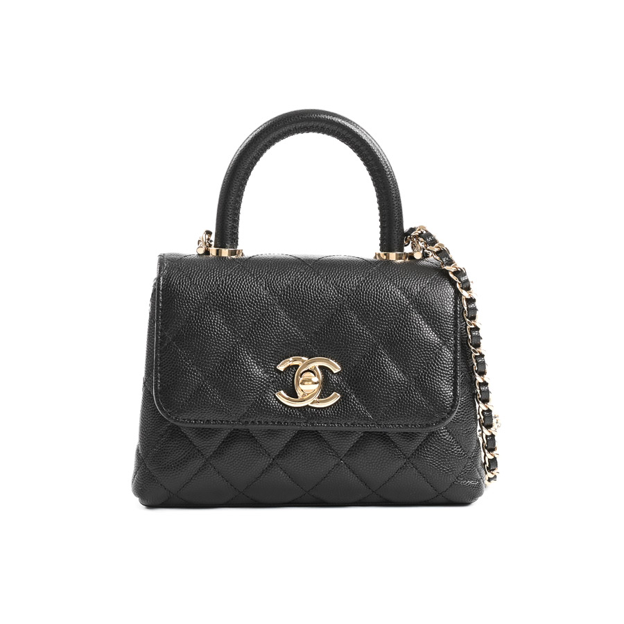 【中古SA品】  シャネル トップハンドルミニフラップバッグ  AP4244 キャビア THE YOKOHAMA FRONT