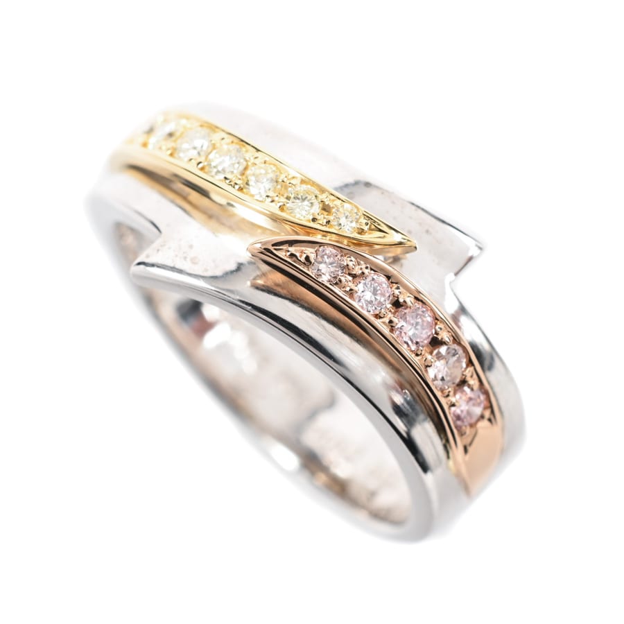 【中古A品】  ポーラ ピンクダイヤ リング   K18YG/WG 新宿歌舞伎町店