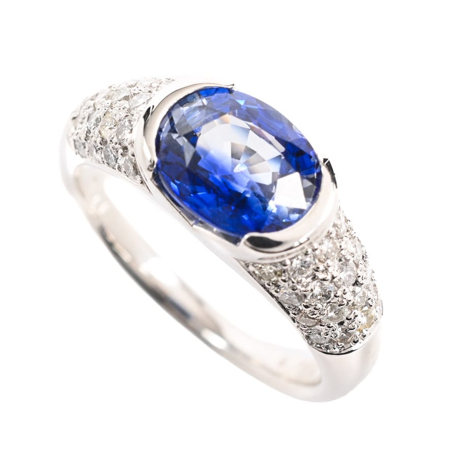 【中古A品】  ノンブランドジュエリー サファイア リング   K18ホワイトゴールド 銀座