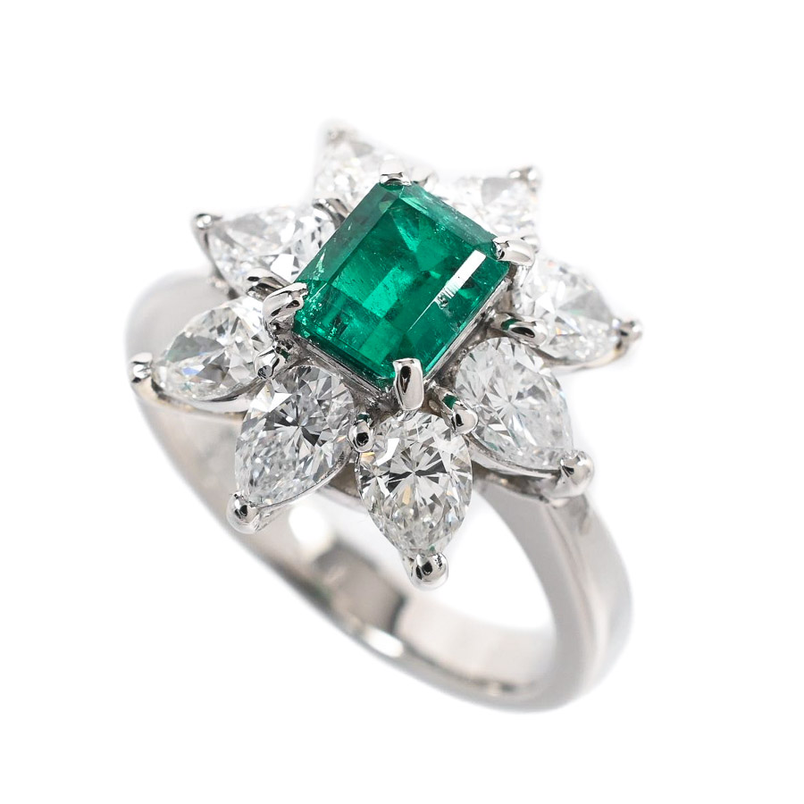 【中古A品】  ノンブランドジュエリー エメラルド リング   プラチナ900 銀座