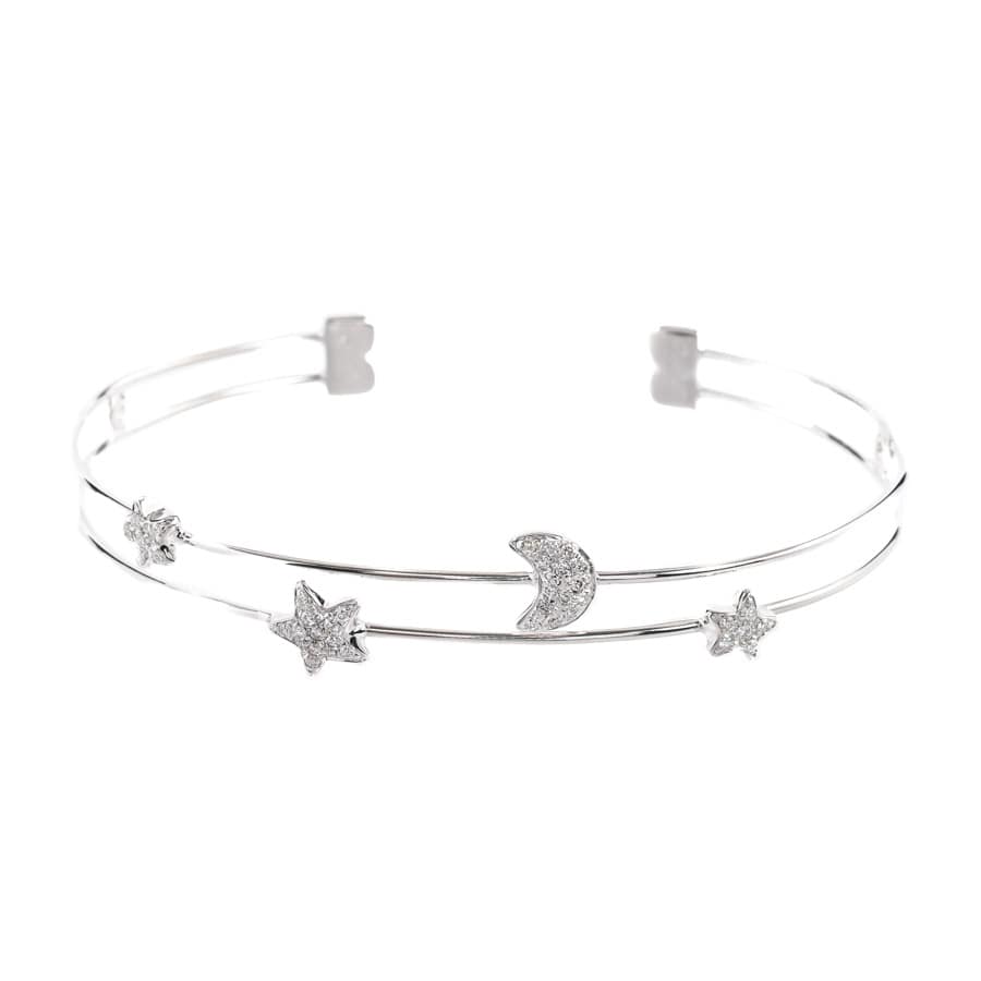 【中古A品】  ポンテヴェキオ ダイヤ バングル   K18ホワイトゴールド(K18WG) THE YOKOHAMA FRONT